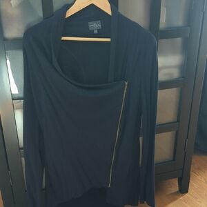 Navy Asymmetrical Zip Cardigan